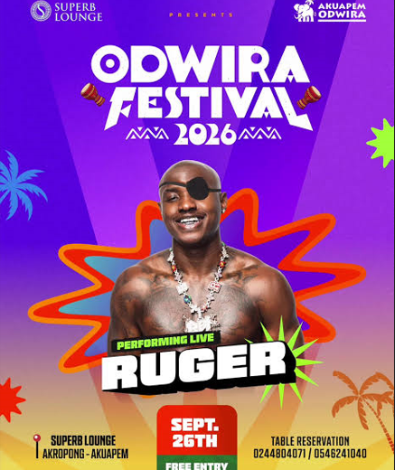 Ruger to Headline Odwira Festival at Superb Lounge in Akropong from September 25 to 27