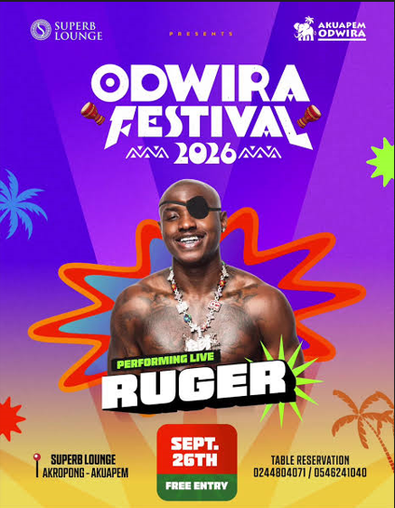 Ruger to Headline Odwira Festival at Superb Lounge in Akropong from September 25 to 27
